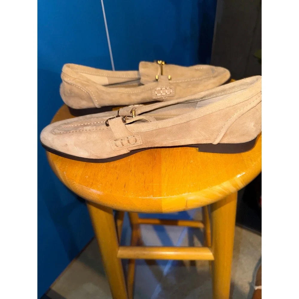 Steve Madden Tan Suede Bit Loafers Gold Hardware Slip On Flats Womens 7.5 - Picture 7 of 11